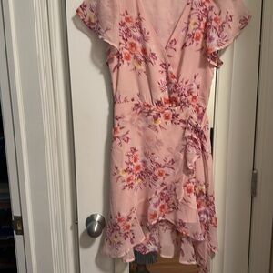 Altar'd State Ruffled Pink floral  Wrap Dress  NWTO